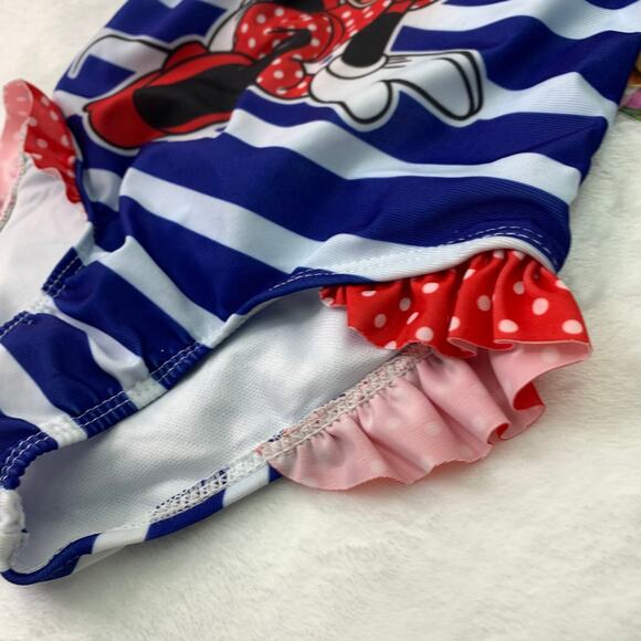 NWT Minnie Mouse Girls 2T Toddler Swimsuit Red White Blue Summer Swim - Picture 7 of 8
